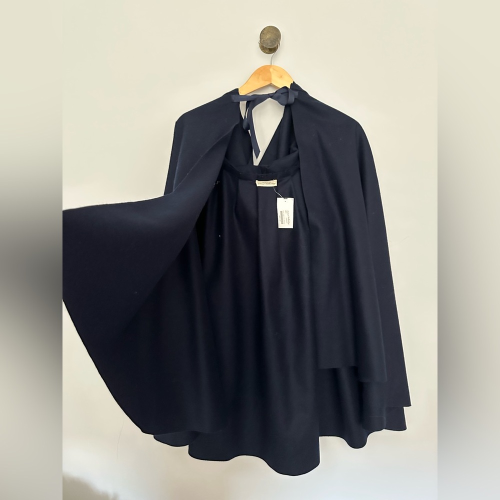 Classic Williamsburg Wool Navy Cape — Chanel style NWT